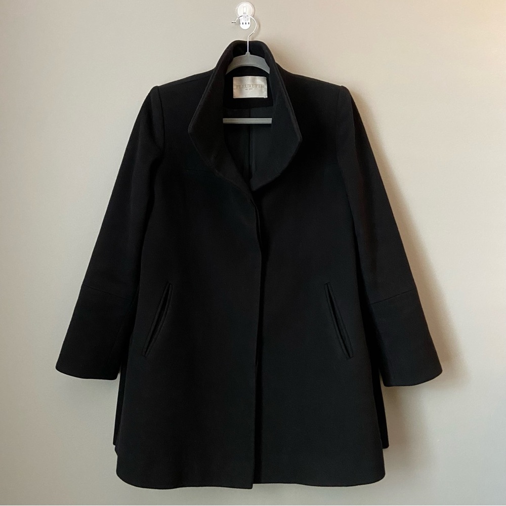 Last Chance FLEURETTE Loro Piana Wool Peacoat Black Size L
